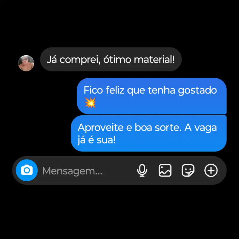 Depoimento de cliente que adquiriu material da ipquestoes.