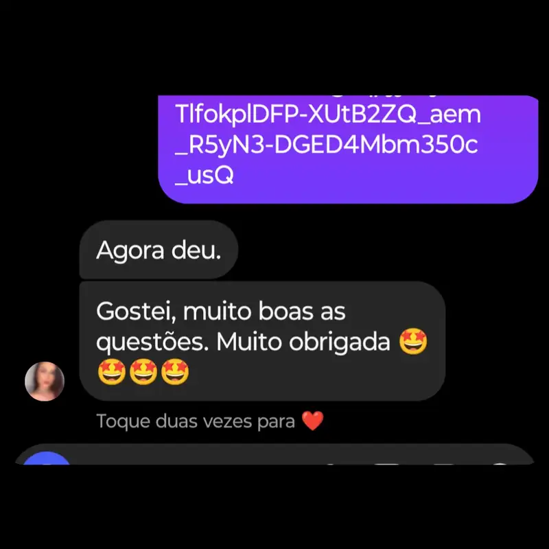 Cliente agradece e avalia as questões da ipquestoes.